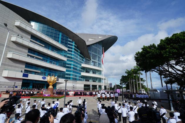 Hong Kong 29th anniversary Flag-raising ceremony the 29th anniversary of the establishment at the Hong Kong Convention and Exhibition Centre on July 1, 2026 in Hong Kong. (Photo by Ellan Mad Nexpher Images) Hong Kong