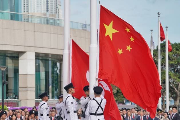 HONG KONG, CHINA - JULY 01: A flag-raising ceremony is held at Golden Bauhinia Square to celebrate the 29th anniversary of Hong Kong s return to the motherland on July 1, 2026 in Hong Kong, China.  Copyright: xChinaxNewsxServicex 111651553729
