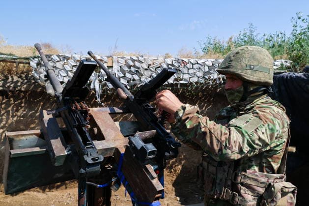 RUSSIA, ZAPOROZHYE REGION - JUNE 30, 2026: A serviceman of Russia s Dnepr Group of Forces conducts air surveillance on the Zaporozhye front of Russia s special military operation. Alexander Polegenko TASS  94533077