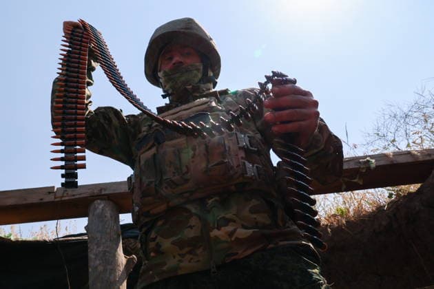 RUSSIA, ZAPOROZHYE REGION - JUNE 30, 2026: A serviceman of Russia s Dnepr Group of Forces conducts air surveillance on the Zaporozhye front of Russia s special military operation. Alexander Polegenko TASS  94533090