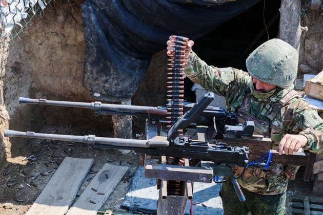 RUSSIA, ZAPOROZHYE REGION - JUNE 30, 2026: A serviceman of Russia s Dnepr Group of Forces conducts air surveillance on the Zaporozhye front of Russia s special military operation. Alexander Polegenko TASS  94533093