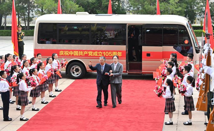 (260701) -- BEIJING, July 1, 2026 -- Zhao Yafu, recipient of the July 1 Medal, arrives at the Great Hall of the People in Beijing, capital of China, July 1, 2026. A gathering in celebration of the 105th founding anniversary of the Communist Party of China (CPC) was held at the Great Hall of the People on Wednesday morning in central Beijing. ) FOCUS China holds gathering marking 105th founding anniversary of CPC GaoxJie 