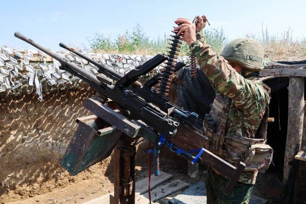 RUSSIA, ZAPOROZHYE REGION - JUNE 30, 2026: A serviceman of Russia s Dnepr Group of Forces conducts air surveillance on the Zaporozhye front of Russia s special military operation. Alexander Polegenko TASS  94533104