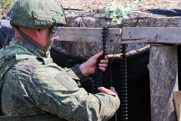 RUSSIA, ZAPOROZHYE REGION - JUNE 30, 2026: A serviceman of Russia s Dnepr Group of Forces conducts air surveillance on the Zaporozhye front of Russia s special military operation. Alexander Polegenko TASS  94533108