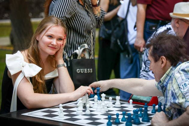 RUSSIA, MOSCOW - JUNE 30, 2026: The Moscow Chess Tournament of Generations takes place as part of Summer in Moscow on Gogolevsky Boulevard. Alyona Bzhakhova TASS  94533656