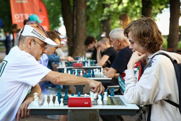 RUSSIA, MOSCOW - JUNE 30, 2026: The Moscow Chess Tournament of Generations takes place as part of Summer in Moscow on Gogolevsky Boulevard. Alyona Bzhakhova TASS  94533679