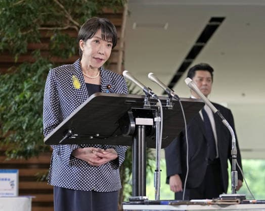 Japan PM Takaichi to depart for India Japanese Prime Minister Sanae Takaichi meets the press at the premier s office in Tokyo on July 1, 2026, before making a three-day trip to India for a summit with Indian Prime Minister Narendra Modi.  A14AA0005621125P
