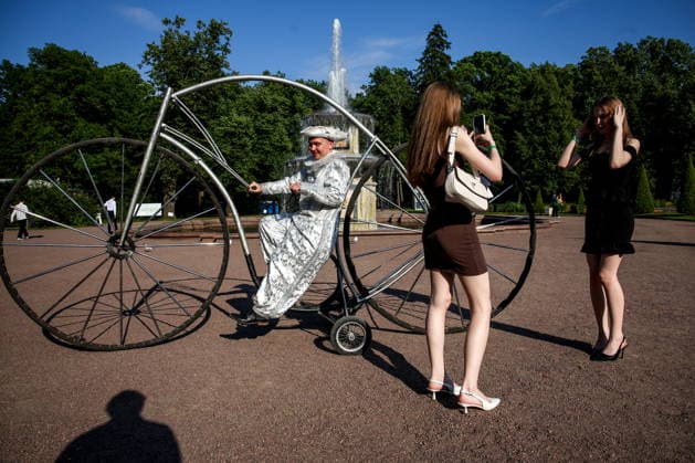 RUSSIA, ST PETERSBURG - JUNE 30, 2026: Young people attend an annual ball held at the Peterhof State Museum Reserve for school leavers awarded gold medals for academic excellence. Peter Kovalev TASS  94535110