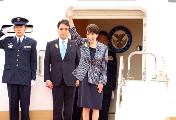 July 1, 2026, Tokyo, Japan - Japanese Prime Minister Sanae Takaichi leaves the Tokyo International Airport to India on Wednesday, July 1, 2026. Takaichi will make a three-day trip to India to meet with her Indian counterpart Narendra Modi. (photo by Yoshio Tsunoda AFLO)  aflo_336447380