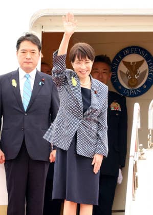July 1, 2026, Tokyo, Japan - Japanese Prime Minister Sanae Takaichi leaves the Tokyo International Airport to India on Wednesday, July 1, 2026. Takaichi will make a three-day trip to India to meet with her Indian counterpart Narendra Modi. (photo by Yoshio Tsunoda AFLO)  aflo_336447408
