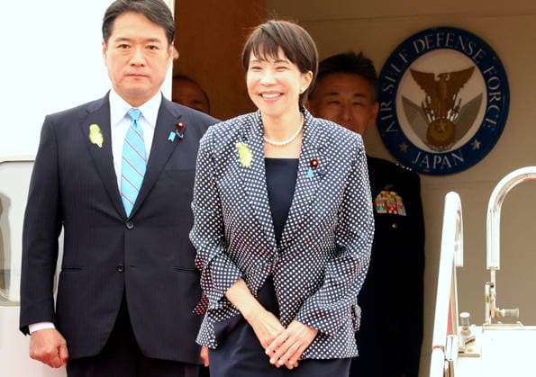 July 1, 2026, Tokyo, Japan - Japanese Prime Minister Sanae Takaichi leaves the Tokyo International Airport to India on Wednesday, July 1, 2026. Takaichi will make a three-day trip to India to meet with her Indian counterpart Narendra Modi. (photo by Yoshio Tsunoda AFLO)  aflo_336447503