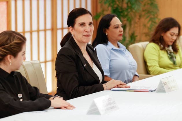 July 1, 2026, Tokyo, Japan: Kenia Lopez Rabadan (C) President of the Board of Directors of the Chamber of Deputies of Mexico meets Japanese Foreign Minister Toshimitsu Motegi (not pictured) during a courtesy visit to Motegi at the Ministry of Foreign Affairs of Japan (MOFA) in Tokyo. Tokyo Japan - ZUMAm191 20260701_aap_m191_004 Copyright: xRodrigoxReyesxMarinx