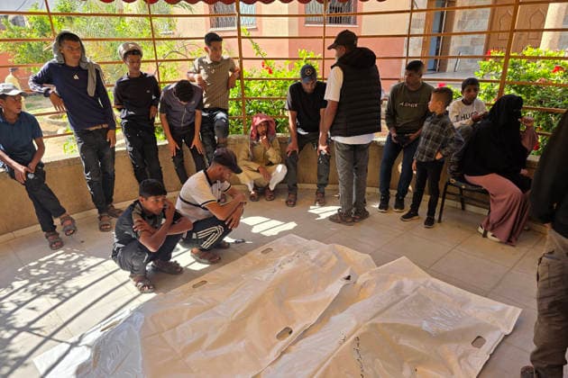 Mourners bid farewell to two Palestinians at Nasser Medical Complex Mourners bid farewell to the bodies of two Palestinians at Nasser Medical Complex in Khan Younis, southern Gaza Strip, on July 1, 2026, after they were killed in an Israeli airstrike that targeted a group of people near the Asdaa junction in the al-Mawasi area of Khan Younis the previous evening. Photo by Tariq Mohammad APA Images Khan Yunis Gaza Strip Palestinian Territory 010726_Khan_Yunis_TM_01(11) Copyright: xapaimagesxTariqxMohammad xapaimagesx