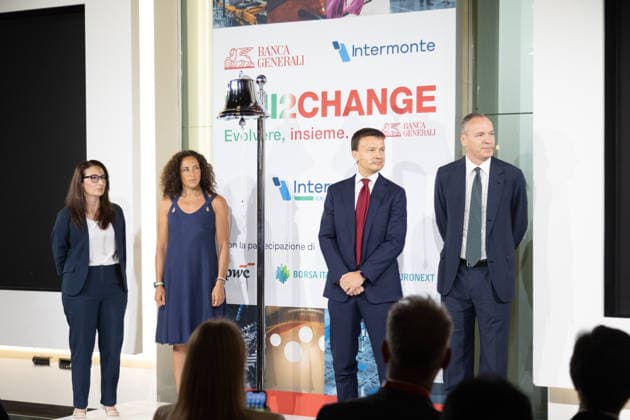 IPA86269266 - Milan, July 1, 2026, Palazzo Mezzanotte, Piazza Affari, PMI2CHANGE ETF Ring The Bell ceremony, Pmi2Change press conference, featuring Banca Generali CEO Gian Maria Mossa, Intermonte CEO and Olympic skiing champion Federica Brignone.  Copyright: xFrancescoxEnriquezx xFrancescoxEnriquezx 86269266