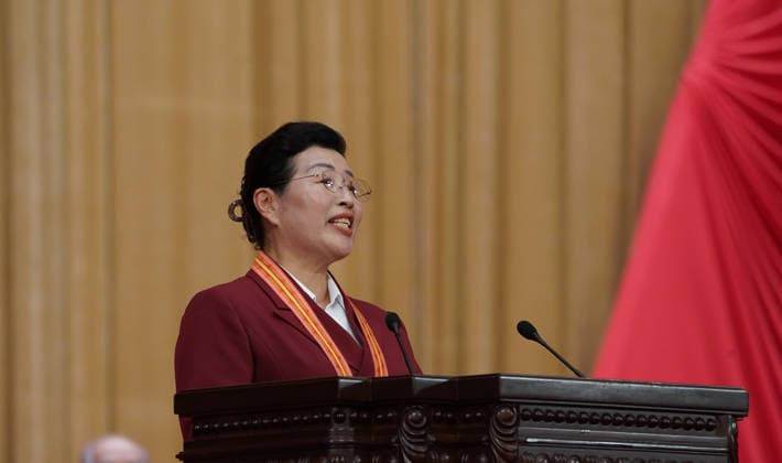BEIJING, CHINA - JULY 01: Wu Yaqin, a recipient of the July 1 Medal, attends a gathering in celebration of the 105th founding anniversary of the Communist Party of China (CPC) at the Great Hall of the People on July 1, 2026 in Beijing, China.  Copyright: xVCGx 111651584383