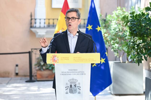 Bolanos Takes Stock of the First Year of Operation of the Courts of First Instance Félix Bolanos, Minister of the Presidency, Justice, and Relations with the Courts, during a review of the first year since the Courts of First Instance began operating, at the Palacio de Parcent on July 1, 2026, in Madrid, Spain. Bolanos assessed the first year of the First Instance Courts’ operation as positive, highlighting that the organizational change has prevented judicial gridlock and improved the distribution of the workload among judges. JULY 1, 2026 Madrid, Madrid, Spain  Copyright: xGustavoxValientex 7635098