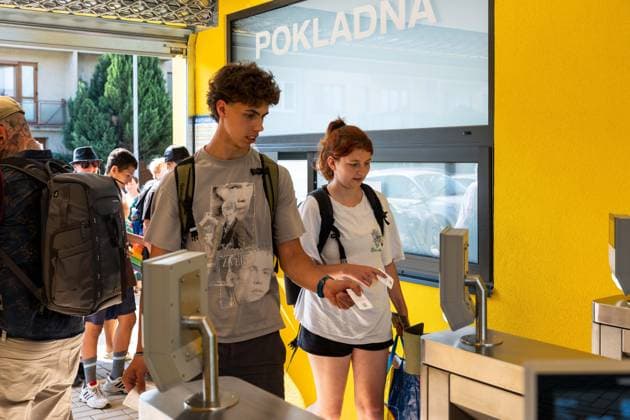 July 1, 2026, Breclav, South Moravia, Czech Republic: The first visitors pass through the turnstiles as the municipal outdoor swimming pool reopens in Breclav, Czech Republic, on July 1, 2026. The pair spent the night outside the facility to become the first visitors when the gates opened at 9:00 a.m. following the pool s approximately 18-month reconstruction. Breclav Czech Republic - ZUMAc315 20260701_zsp_c315_026 Copyright: xMichaelxCabalx
