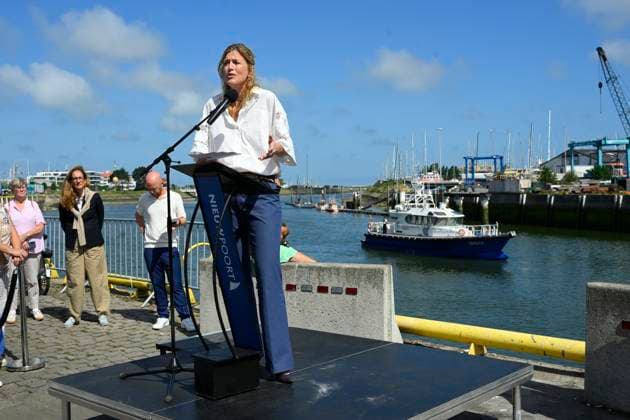 Bel Mer Mussels Presentation NIEUWPOORT, BELGIUM - JULY 01: Annelies Verlinden (CD&V), Minister of Justice of Federal Government pictured during the press presentation of the Bel Mer mussels from Colruyt s marine farm on July 01, 2026 in Nieuwpoort, Belgium, 01 07 2026 Nieuwpoort Belgium  Copyright: xPhilipxReynaersx