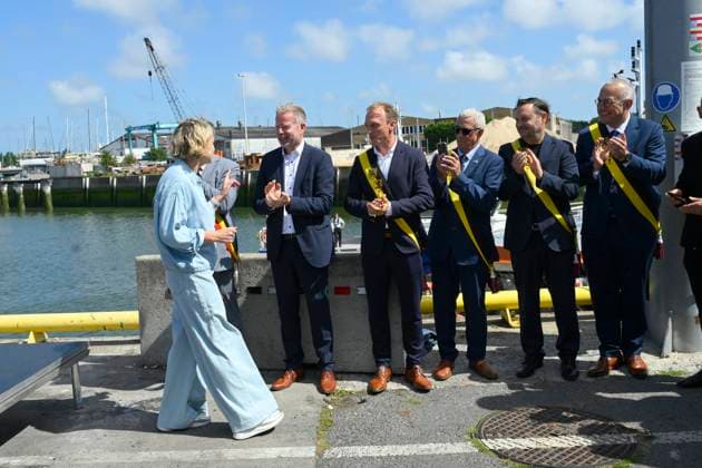 Bel Mer Mussels Presentation NIEUWPOORT, BELGIUM - JULY 01: Hilde Crevits (CD&V,) Deputy Minister-President of the Government of Flanders, Flemish Minister for Home Affairs, Urban and Rural Policy, Living Together, Integration and Civic Integration, Public Governance, Social Economy and Fisheries pictured during the press presentation of the Bel Mer mussels from Colruyt s marine farm on July 01, 2026 in Nieuwpoort, Belgium, 01 07 2026 Nieuwpoort Belgium  Copyright: xPhilipxReynaersx