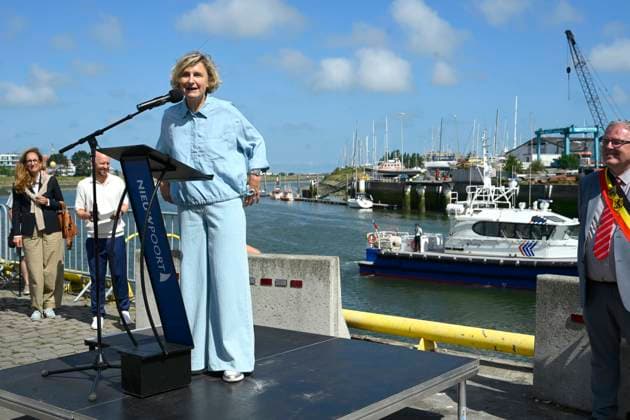 Bel Mer Mussels Presentation NIEUWPOORT, BELGIUM - JULY 01: Hilde Crevits (CD&V,) Deputy Minister-President of the Government of Flanders, Flemish Minister for Home Affairs, Urban and Rural Policy, Living Together, Integration and Civic Integration, Public Governance, Social Economy and Fisheries pictured during the press presentation of the Bel Mer mussels from Colruyt s marine farm on July 01, 2026 in Nieuwpoort, Belgium, 01 07 2026 Nieuwpoort Belgium  Copyright: xPhilipxReynaersx