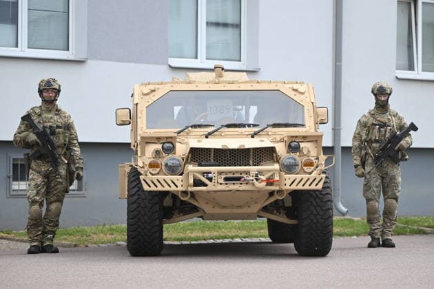 Ceremonial unveiling of FLYER 72 HD light attack vehicles, donated by U.S. government as part of FMF programme, was held in Chrudim, Czech Republic, on July 1, 2026. (CTKxPhoto JosefxVostarek) CTKPhotoP2026070104365  CTKPhotoP2026070104365