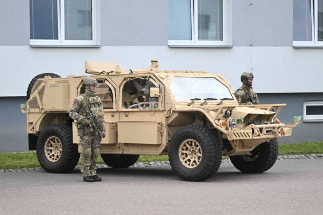 Ceremonial unveiling of FLYER 72 HD light attack vehicles, donated by U.S. government as part of FMF programme, was held in Chrudim, Czech Republic, on July 1, 2026. (CTKxPhoto JosefxVostarek) CTKPhotoP2026070104366  CTKPhotoP2026070104366