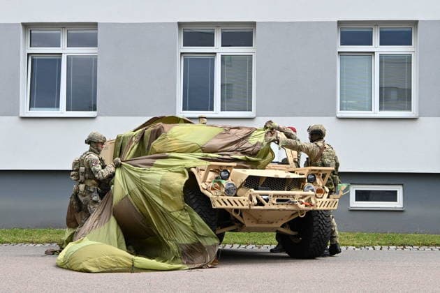 Ceremonial unveiling of FLYER 72 HD light attack vehicles, donated by U.S. government as part of FMF programme, was held in Chrudim, Czech Republic, on July 1, 2026. (CTKxPhoto JosefxVostarek) CTKPhotoP2026070104390  CTKPhotoP2026070104390