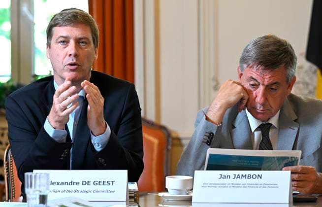Presentation of the 2025 Annual Report on Federal Government Debt BRUSSELS, BELGIUM - JULY 01 : Presentation of the 2025 Annual Report on Federal Government Debt in the presence of Jan Jambon (Minister for Finance and Pensions (N-VA)) & Alexandre De Geest (Chairman of the Strategic Committee) on July 1, 2026 in Brussels, Belgium, 01 07 2026 Brussels Belgium  Copyright: xDidierxLebrunx