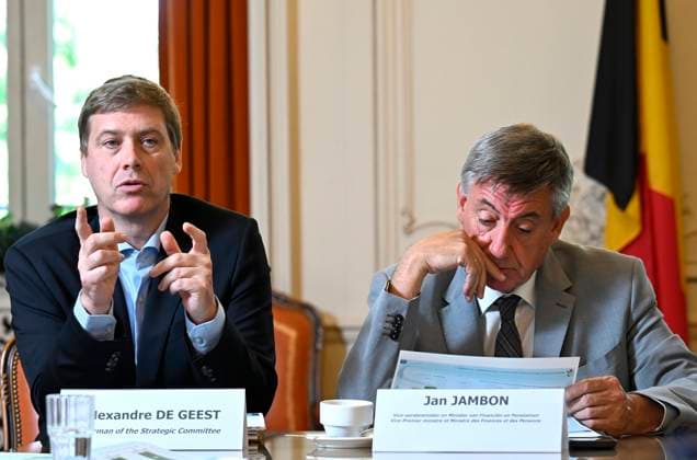 Presentation of the 2025 Annual Report on Federal Government Debt BRUSSELS, BELGIUM - JULY 01 : Presentation of the 2025 Annual Report on Federal Government Debt in the presence of Jan Jambon (Minister for Finance and Pensions (N-VA)) & Alexandre De Geest (Chairman of the Strategic Committee) on July 1, 2026 in Brussels, Belgium, 01 07 2026 Brussels Belgium  Copyright: xDidierxLebrunx