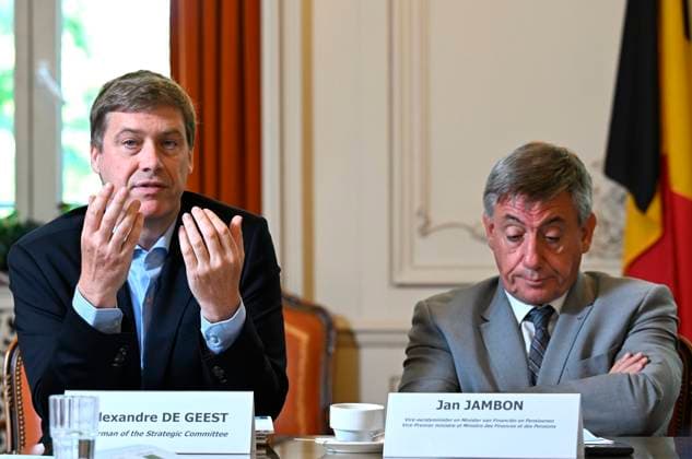 Presentation of the 2025 Annual Report on Federal Government Debt BRUSSELS, BELGIUM - JULY 01 : Presentation of the 2025 Annual Report on Federal Government Debt in the presence of Jan Jambon (Minister for Finance and Pensions (N-VA)) & Alexandre De Geest (Chairman of the Strategic Committee) on July 1, 2026 in Brussels, Belgium, 01 07 2026 Brussels Belgium  Copyright: xDidierxLebrunx