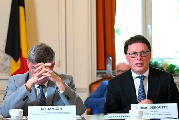 Presentation of the 2025 Annual Report on Federal Government Debt BRUSSELS, BELGIUM - JULY 01 : Presentation of the 2025 Annual Report on Federal Government Debt in the presence of Jan Jambon (Minister for Finance and Pensions (N-VA)) & Jean Deboutte (Director Risk Management & Investor Relations and Chairman of the Executive Committee) on July 1, 2026 in Brussels, Belgium, 01 07 2026 Brussels Belgium  Copyright: xDidierxLebrunx