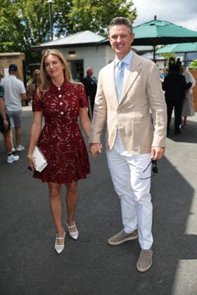 . 01 07 2026. London, United Kingdom. Golfer Justin Rose and wife arriving on the third day of the Wimbledon Tennis Championships in London.  xStephenxLockx xi-Imagesx IIM-26874-0007