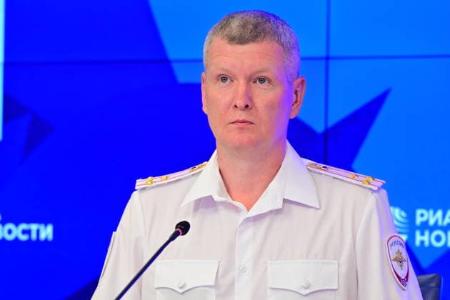 Press conference dedicated to the Day of the State Traffic Safety Inspectorate, celebrated annually on July 3. MMPC Russia Today, Moscow, July 1, 2026. Pictured: Vladimir Vasenin, Head of the Information and Public Relations Department of the Main Directorate of the Ministry of Internal Affairs of Russia for Moscow. Photo: Pavel Kashaev. PavelxKashaev