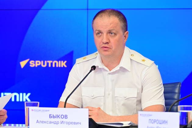 Press conference dedicated to the Day of the State Traffic Safety Inspectorate, celebrated annually on July 3. MMPC Russia Today, Moscow, July 1, 2026. Pictured: Aleksandr Bykov, Head of the Department of State Traffic Safety Inspectorate of the Main Directorate of the Ministry of Internal Affairs of Russia for Moscow. Photo: Pavel Kashaev. PavelxKashaev