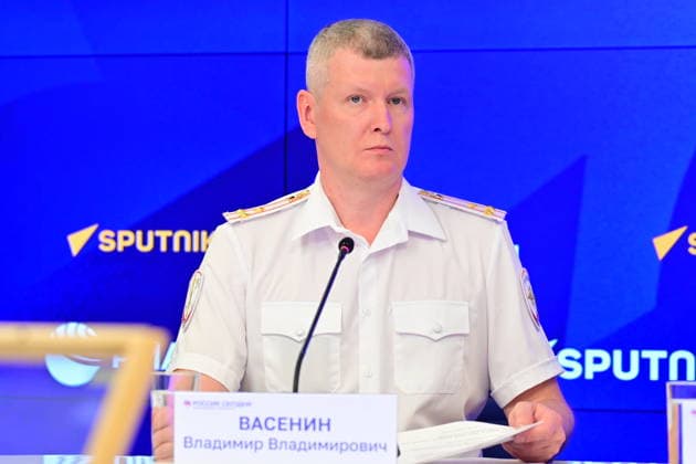 Press conference dedicated to the Day of the State Traffic Safety Inspectorate, celebrated annually on July 3. MMPC Russia Today, Moscow, July 1, 2026. Pictured: Vladimir Vasenin, Head of the Information and Public Relations Department of the Main Directorate of the Ministry of Internal Affairs of Russia for Moscow. Photo: Pavel Kashaev. PavelxKashaev