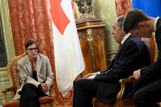 Russian Foreign Minister Sergey Lavrov meets with ICRC President in Moscow MOSCOW, RUSSIA - JULY 1: Russian Foreign Minister Sergey Lavrov (R) meets with the President of the International Committee of the Red Cross (ICRC), Mirjana Spoljaric Egger (L), to discuss humanitarian issues in Moscow, Russia on July 1, 2026. Sefa Karacan Anadolu Moscow Russia. Editorial use only. Please get in touch for any other usage.  Copyright: x2026xAnadoluxSefaxKaracanx