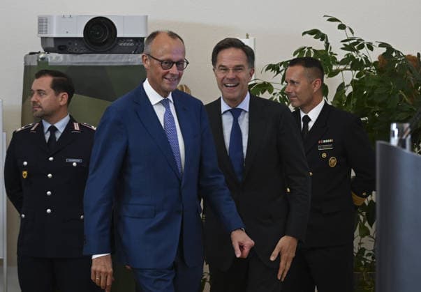 Merz, Rutte and Pistorius hold press conference in Berlin BERLIN, GERMANY - JULY 01: Following the meeting of the German cabinet at the Federal Ministry of Defence, German Chancellor Friedrich Merz (2nd L), NATO Secretary General Mark Rutte (2nd R), and German Defence Minister Boris Pistorius (front) hold a press conference in Berlin, Germany on July 01, 2026. Halil Sagirkaya Anadolu Berlin Germany. Editorial use only. Please get in touch for any other usage.  Copyright: x2026xAnadoluxHalilxSagirkayax