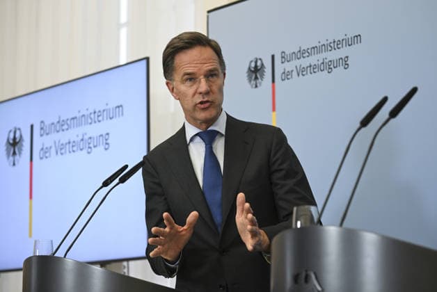 Merz, Rutte and Pistorius hold press conference in Berlin BERLIN, GERMANY - JULY 01: Following the meeting of the German cabinet at the Federal Ministry of Defence, German Chancellor Friedrich Merz (not seen), NATO Secretary General Mark Rutte, and German Defence Minister Boris Pistorius (not seen) hold a press conference in Berlin, Germany on July 01, 2026. Halil Sagirkaya Anadolu Berlin Germany. Editorial use only. Please get in touch for any other usage.  Copyright: x2026xAnadoluxHalilxSagirkayax
