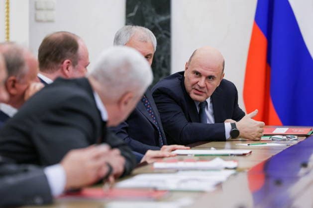 RUSSIA, MOSCOW - JULY 1, 2026: Russia s Prime Minister Mikhail Mishustin (R) during a meeting of standing members of Russia s Security Council in the Kremlin Moscow Russia  - ZUMAt113 20260701_zaa_t113_193 Copyright: xPavelxByrkinx