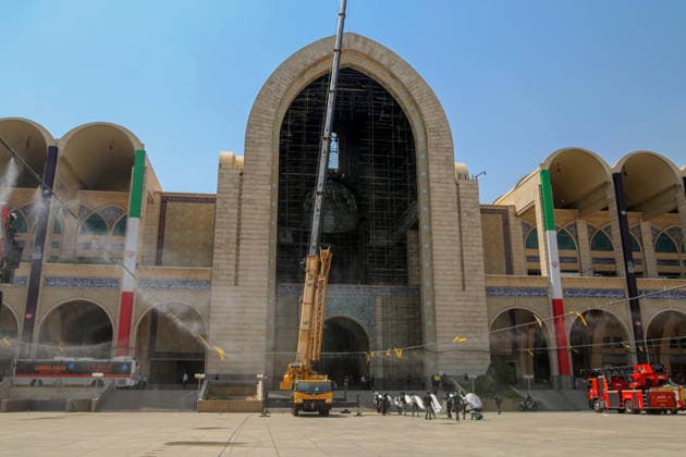 Preparations underway in Iran for Ali Khamenei s funeral IRAN, TEHRAN - JULY 1: (RESTRICTIONS: NO Access Israel Media Persian Language TV Stations Outside Iran Strictly No Access BBC Persian VOA Persian Manoto TV Iran International TV) Cooling systems are being installed in the courtyard of the Imam Khomeini Musalla Mosque to help mourners cope with the heat, while construction vehicles and cranes remain on site as preparations continue for the funeral of former Iranian leader Ali Khamenei in Tehran, Iran, on July 1, 2026. A large platform has been erected in the courtyard where the coffins of Khamenei and those killed in the same attack will be placed. Fatemeh Bahrami Anadolu Tehran Iran. Editorial use only. Please get in touch for any o  Copyright: x2026xAnadoluxFatemehxBahramix