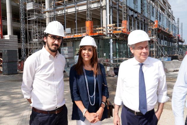 IPA86274986 - Milan, July 1, 2026: Press conference and site visit to assess the progress of construction on the Beic Library (European Library of Information and Culture) with Luca Castamagna, Maria Dinatolo, and Dario Moneta  Copyright: xDuilioxPiaggesix xDuilioxPiaggesix 86274986