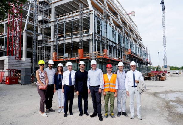 IPA86274984 - Milan, July 1, 2026, Press conference and site visit to assess the progress of construction on the Beic Library (European Library of Information and Culture) with Marenza Galullo, Luca Castamagna, Maria Dinatolo, Dario Moneta, Tommaso Sacchi, Stefano Parisi, and Carmine Pacente  Copyright: xDuilioxPiaggesix xDuilioxPiaggesix 86274984