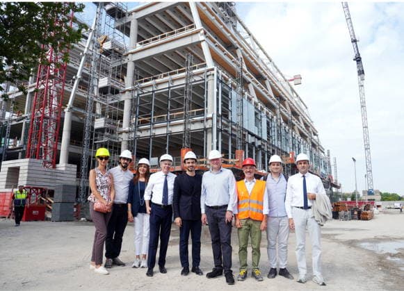 IPA86274997 - Milan, July 1, 2026, Press conference and site visit to assess the progress of construction on the Beic Library (European Library of Information and Culture) with Marenza Galullo, Luca Castamagna, Maria Dinatolo, Dario Moneta, Tommaso Sacchi, Stefano Parisi, and Carmine Pacente  Copyright: xDuilioxPiaggesix xDuilioxPiaggesix 86274997