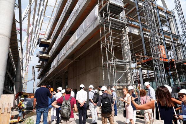 IPA86275171 - Milan, July 1, 2026: Press conference and site visit to assess the progress of construction on the BEIC Library (European Library of Information and Culture); pictured is the Promenade  Copyright: xDuilioxPiaggesix xDuilioxPiaggesix 86275171