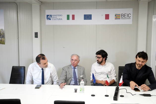 IPA86275216 - Milan, July 1, 2026: Press conference and site visit to assess the progress of construction on the Beic Library (European Library of Information and Culture) with Carmine Pacente, Massimo Maria Molla, Luca Castamagna, and Tommaso Sacchi  Copyright: xDuilioxPiaggesix xDuilioxPiaggesix 86275216