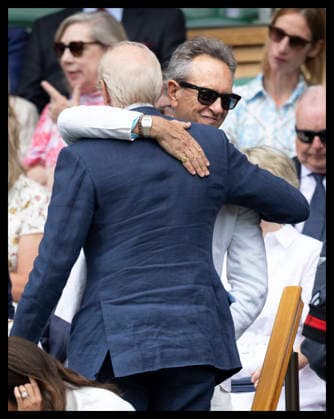 . 01 07 2026. London, United Kingdom. Actors Charles Dance and Richard E Grant hug in the Royal Box on day three of the Wimbledon Tennis Championships in London.  xStephenxLockx xi-Imagesx IIM-26874-0037