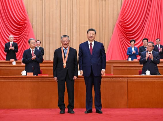 (260701) -- BEIJING, July 1, 2026 -- Chinese President Xi Jinping, also general secretary of the Communist Party of China (CPC) Central Committee and chairman of the Central Military Commission, confers the July 1 Medal, the Party s highest honor, on Zhao Yafu in Beijing, capital of China, July 1, 2026. A gathering marking the CPC s 105th founding anniversary was held at the Great Hall of the People in Beijing on Wednesday. ) CHINA-BEIJING-CPC-105TH FOUNDING ANNIVERSARY-GATHERING (CN) YanxYan 