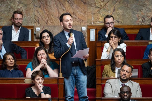 Session of Questions to The Government - Paris AJ French leftist party La France Insoumise (LFI) MP Damien Maudet speaks during a session of questions to the government at the National Assembly, French Parliament lower house, in Paris, France on July 1, 2026. Photo by Alexis Jumeau ABACAPRESS.COM Paris France  Copyright: xJumeauxAlexis ABACAx
