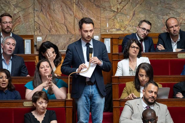 Session of Questions to The Government - Paris AJ French leftist party La France Insoumise (LFI) MP Damien Maudet speaks during a session of questions to the government at the National Assembly, French Parliament lower house, in Paris, France on July 1, 2026. Photo by Alexis Jumeau ABACAPRESS.COM Paris France  Copyright: xJumeauxAlexis ABACAx