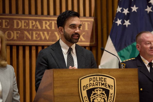 July 1, 2026, New York, New York, USA: New York City Mayor Zohran Mamdani answers questions from the press about emergency preparations for an expected heat wave during a security briefing ahead of Sail 250 and Fourth of July events in New York City, U.S., July 1, 2026. New York USA - ZUMAs237 20260701_aap_s237_022 Copyright: xMarkxJ.xSullivanx
